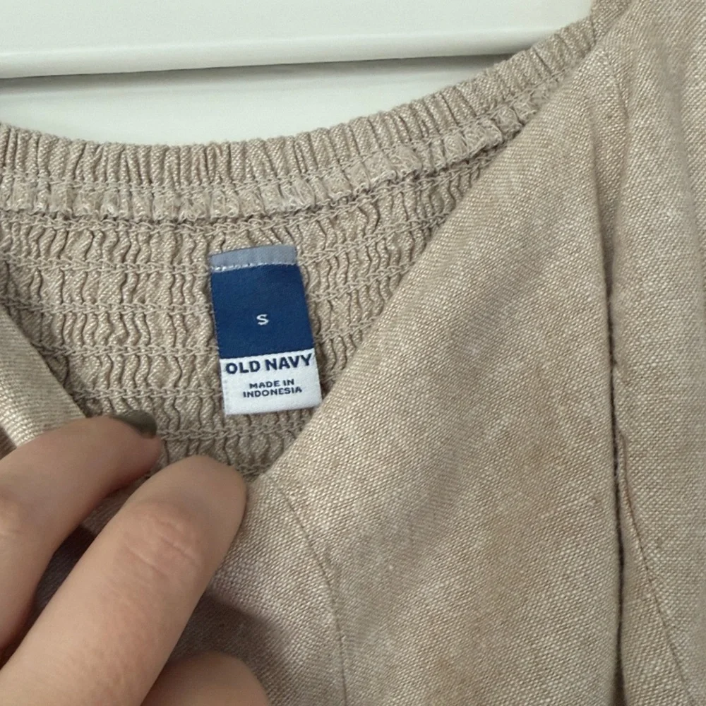 Old Navy Beige Linen Blend Sleeveless Summer Fit & Flare Dress Size Small EUC - Picture 6 of 8